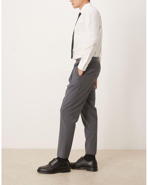 ASOS Gray Smart Washable Tapered Trousers for men