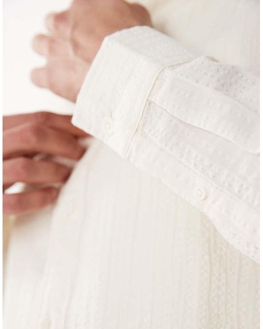 ASOS White Regular Fit Crinkle Shirt for men