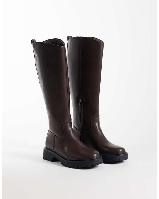 London Rebel Black Clove Chunky Knee Boots