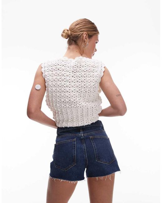 TOPSHOP White Denim A-line Shorts