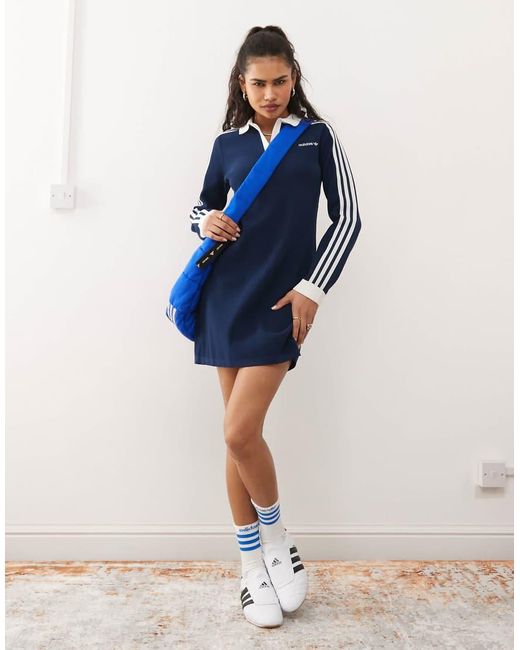 Adidas Originals Blue Knitted Polo Dress
