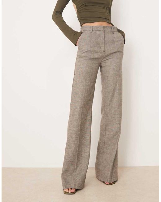 Pantalones De Sastre De Corte Acampanado Ajustado Con Patrón De De Asos Design Tall ASOS de color Natural