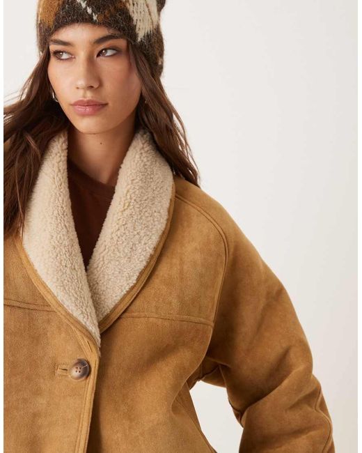Urbancode Brown Faux Shearling Cropped Jacket