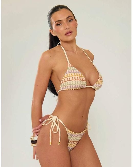 Missy Empire Natural Textured Bikini Top