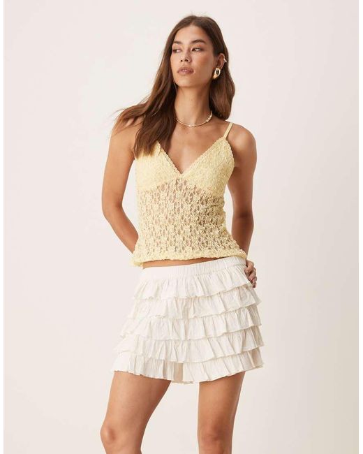 esmé studios Natural Esmee Exclusive Ruffle Micro Beach Shorts