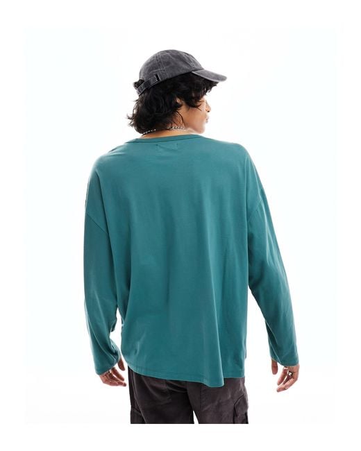 Collusion Blue Long Sleeve Oversized T-shirt for men