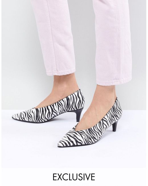 Monki Multicolor Kitten Heel Zebra Shoe