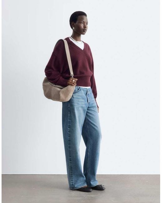 & Other Stories Red Knitted V Neck Sweater
