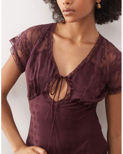 Reclaimed Vintage Purple Maxi Day Dress With Lace Inserts