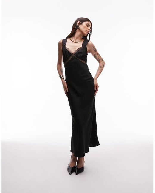 Nia Black Rosario Satin Camisole Midaxi Dress