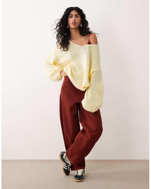 Jdy Yellow Oversized Reversible Knit Jumper