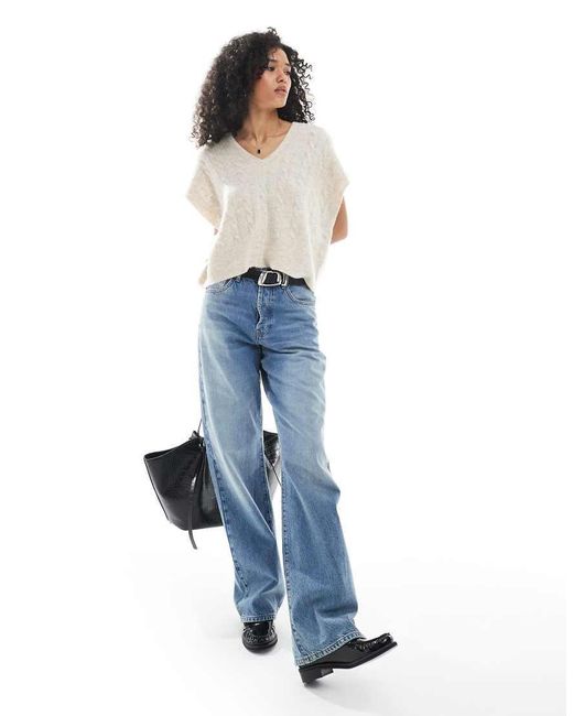 ONLY White Boxy Cable Knit Vest