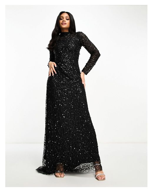 Beauut Black Allover Embellished Modest Maxi