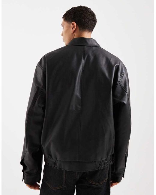 Jack & Jones Gray Faux Leather Bomber Jacket for men