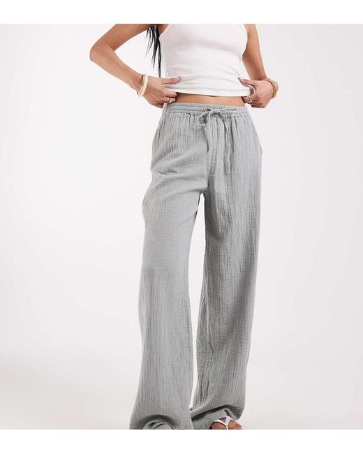 ONLY Gray Cheesecloth Wide Leg Trouser