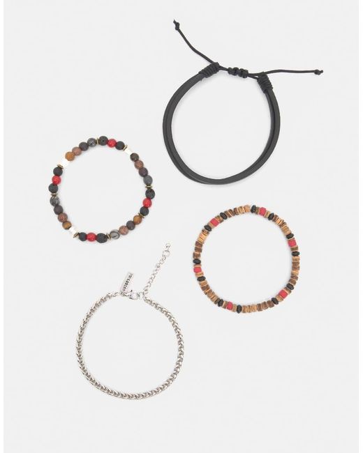 Pull&Bear White 4-pack Of Beaded Bracelets for men