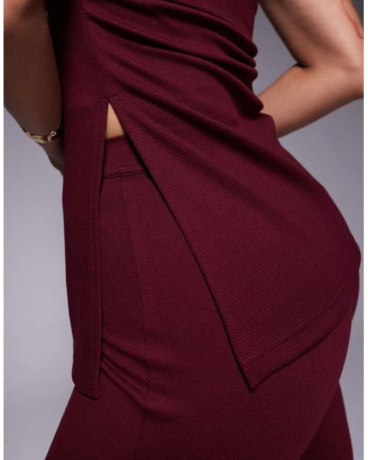ASOS Red Jersey Twill Fold Over Longline Bandeau Top