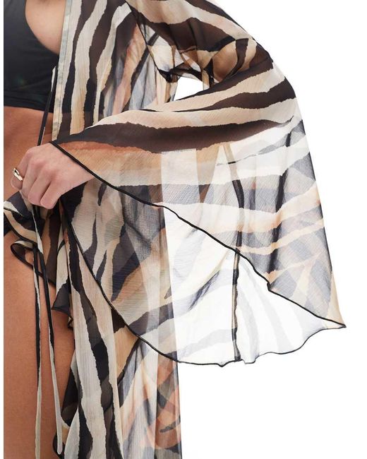 Miss Selfridge Multicolor Chiffon Maxi Kimono Cover Up
