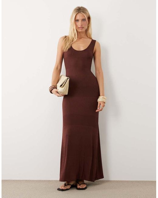 ASOS Brown Sleeveless Scoop Neck Maxi Dress