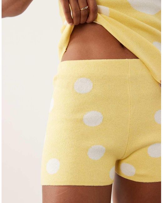 ASOS Yellow Knit Asymmetric Shorts