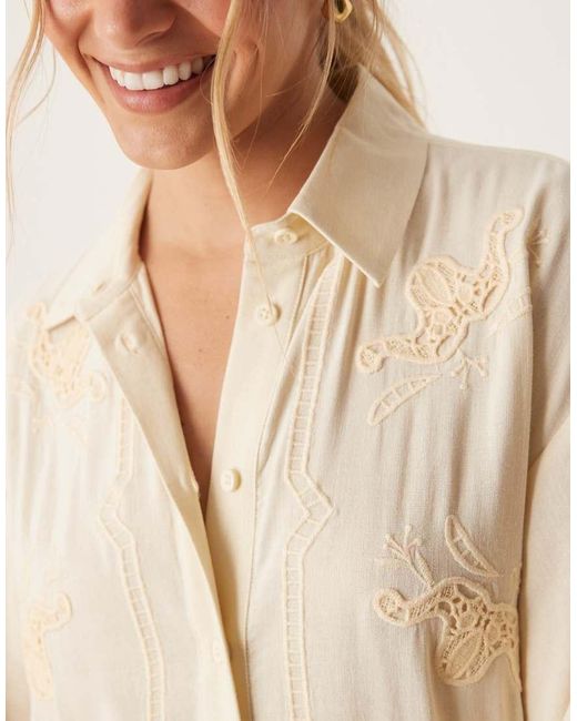 Vestito Camicia Oversize Con Maniche Voluminose E Dettagli di ASOS in Natural