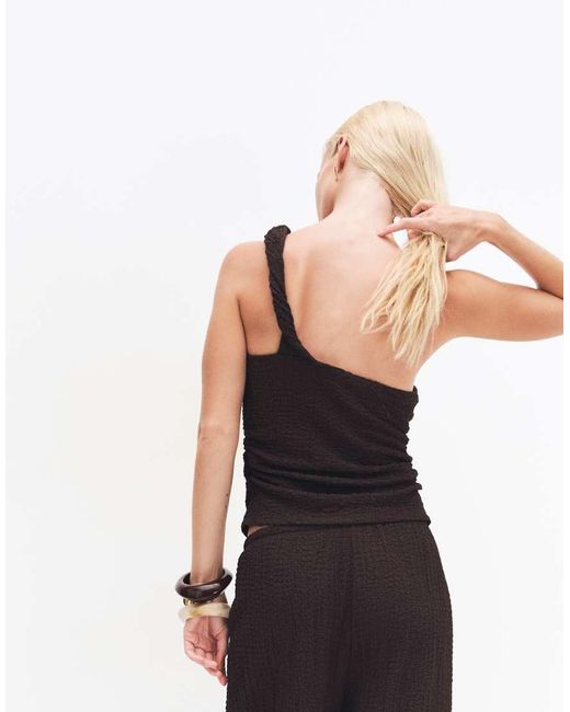 ONLY Brown Asymmetric Crinkled Textured Top