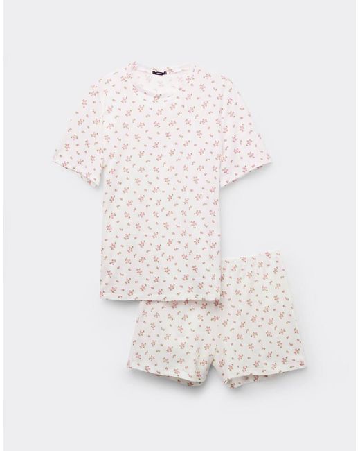Tezenis White Short Pyjamas Small Flowers