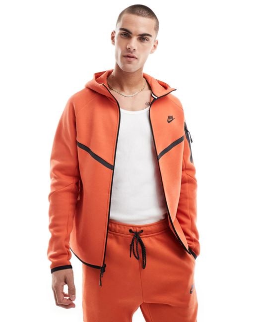 Nike Red Tech Fleece Full Zip Hoodie for men