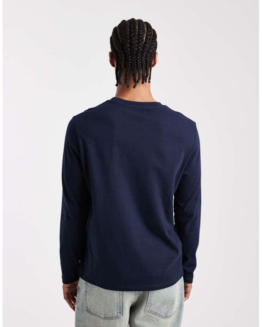 ASOS Blue Essentials 2 Pack Regular Fit Long Sleeve T-shirts for men