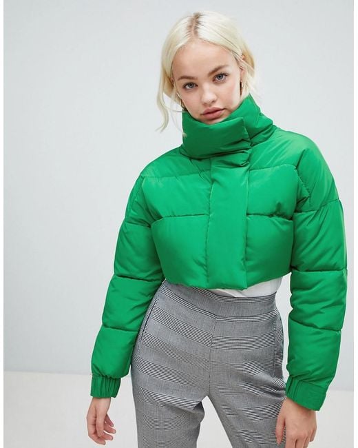 ASOS Green Cropped Puffer Jacket
