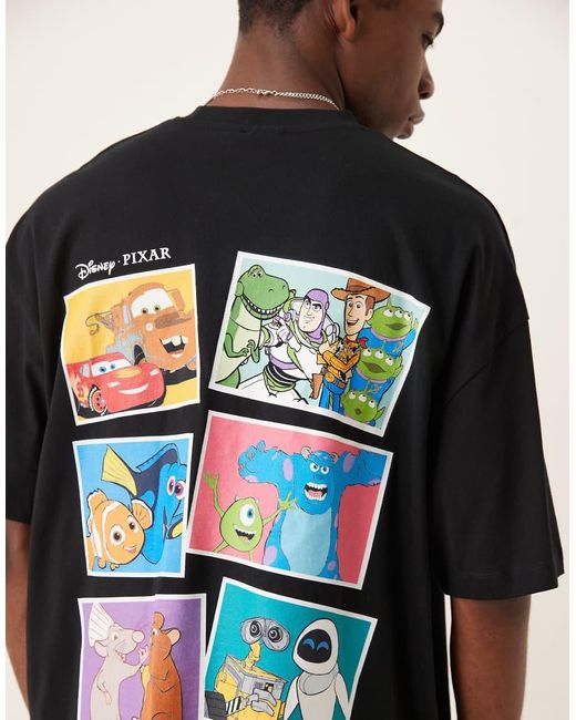 T-Shirt Oversize Nera Con Stampa Disney Pixar Con I Personaggi Di Up di ASOS in Black da Uomo