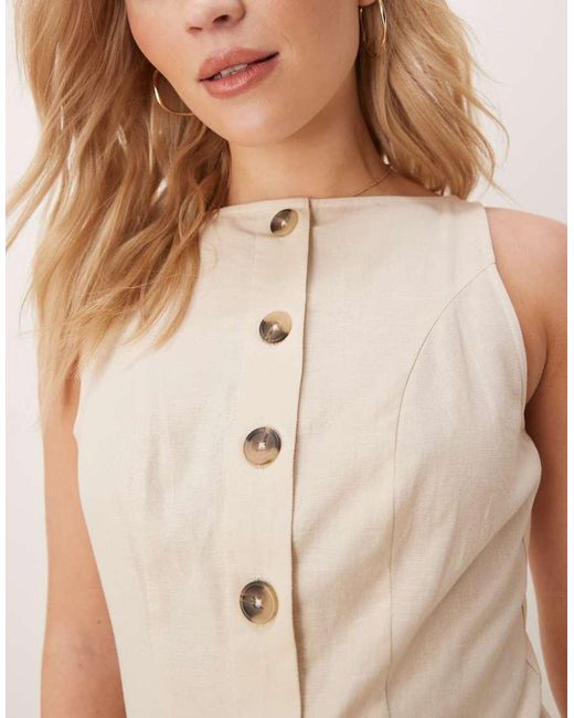 ASOS Natural Slash Neck Button Down Waistcoat Maxi Dress