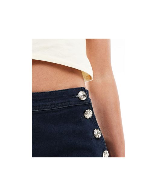 Morgan Blue Button Detail Denim Shorts