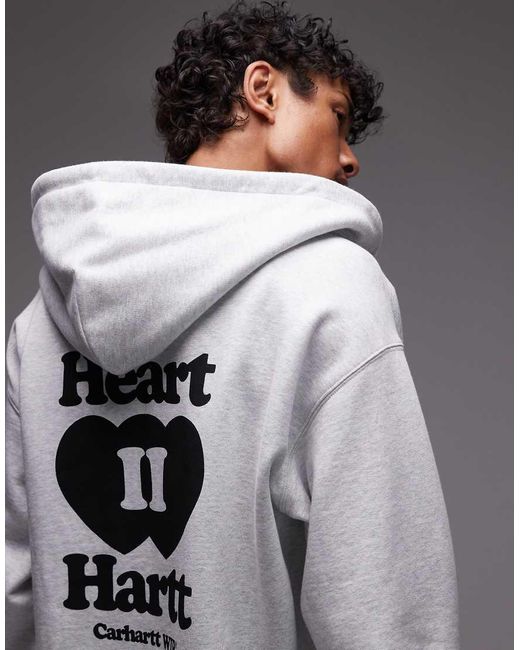 Sudadera Con Capucha, Cremallera Y Estampado "Heart Ii Hartt" De Carhartt de color Gray