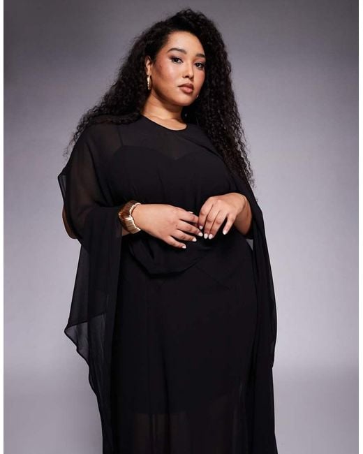 Forever New Black Cape Sheer Overlay Cami Maxi Dress