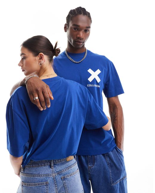 Collusion Blue Unisex X Logo T-shirt
