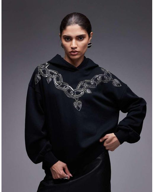 AllSaints Black Drip Embellished Talon Hoodie