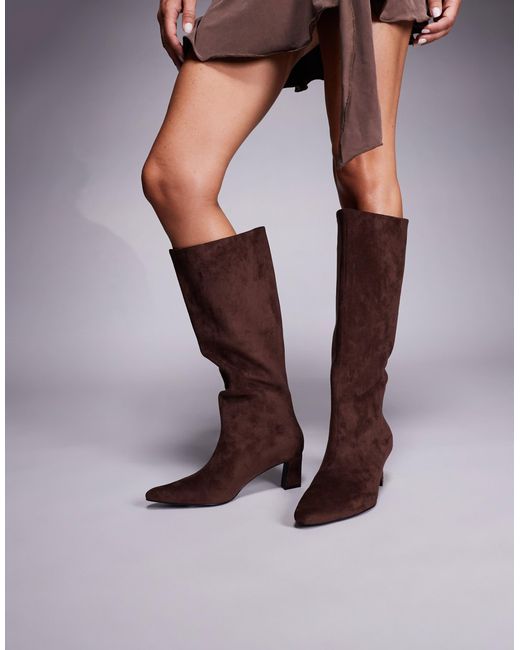 Public Desire Purple Boomer Heeled Knee Boots