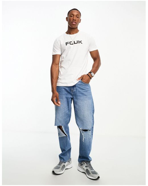 Fcuk- t-shirt bianca con stampa del logo di French Connection in White da Uomo