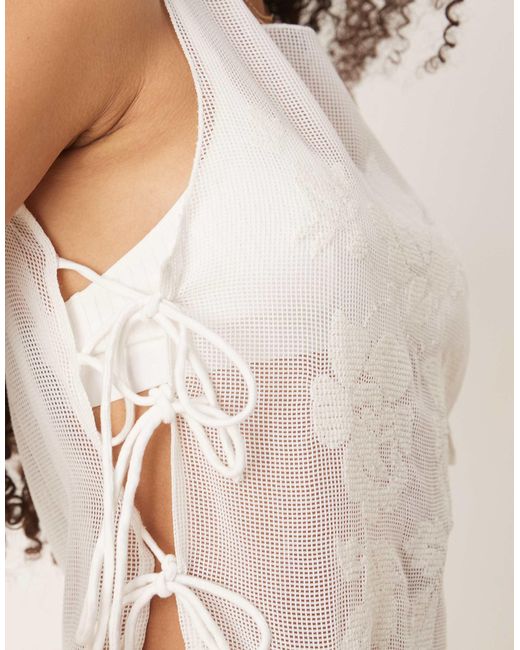 Top d'ensemble en tulle noué sur les côtés ASOS en coloris White