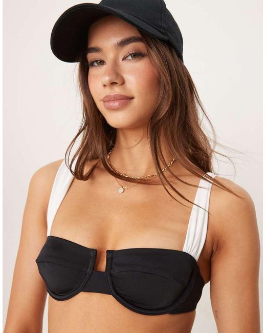 Free Society Brown Contrast Underwire Bikini Top