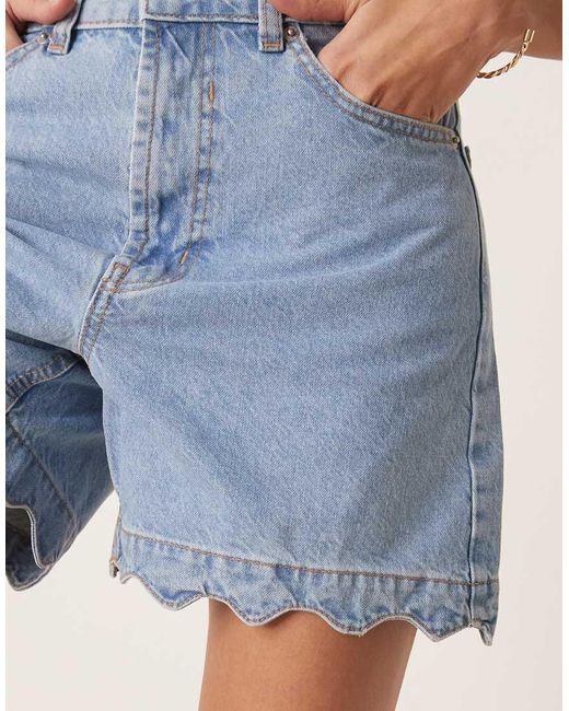 ASOS Natural Denim Short With Scallop Hem
