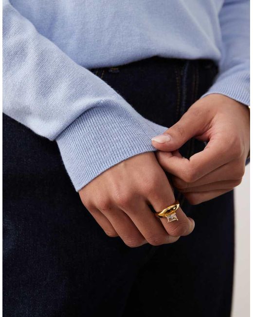 Mango Blue Lightweight Knitted Crew Neck Top