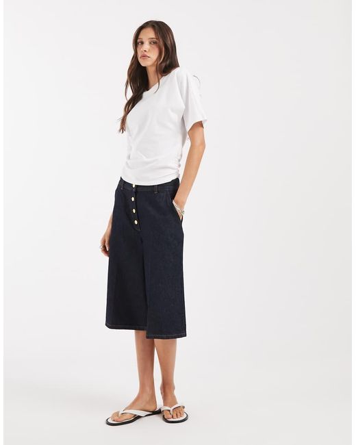 Pieces White Rouched Cinch Waist T-shirt