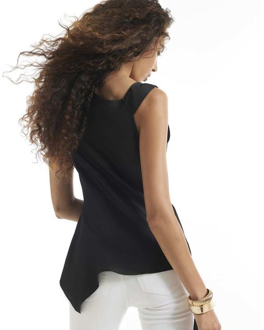 River Island Black Satin Buckle Draped Sash Top