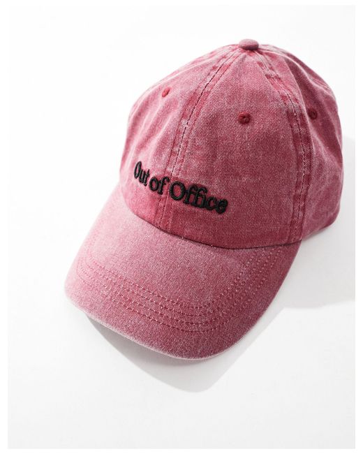 ASOS Pink Baseball Cap With Out Of Office Embroidery for men