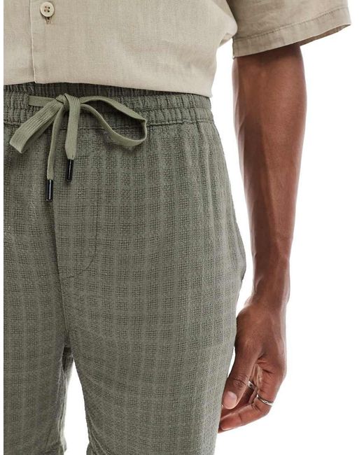 Only & Sons Green Textured Linen Mix Short for men