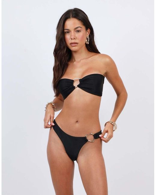 SIMMI Black Ring Detail Halter Bikini Top