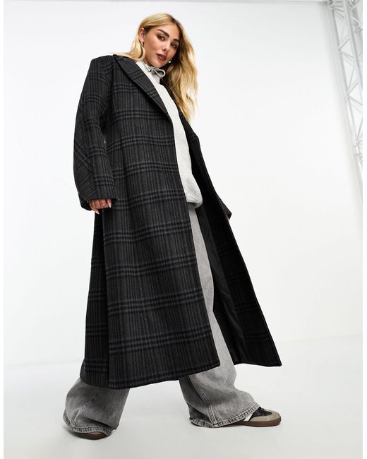 Weekday Black Delila Wool Blend Sleek Structured Coat