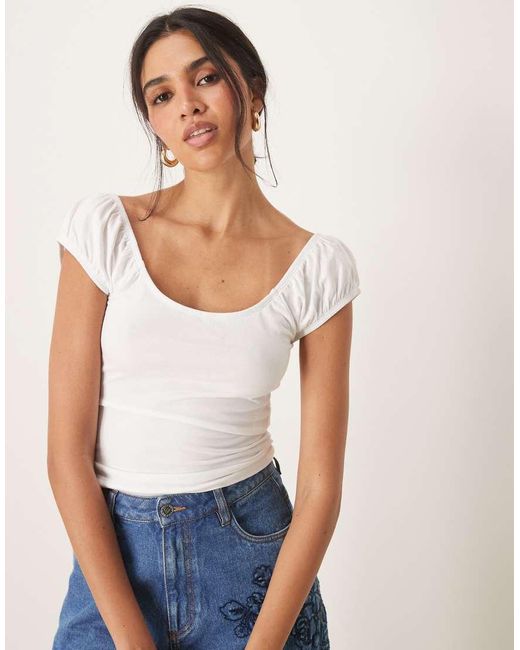 ASOS White Puff Sleeve Sun Top